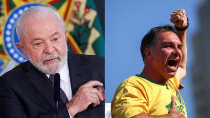 Luiz Inacio Lula da Silva (à gauche) et Flavio Bolsonaro (à droite) sont les deux grands favoris des élections présidentielles au Brésil.