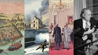 La conquête de la Nouvelle-France par les Anglais (1759-1760) l’insurrection des Patriotes (1837-1838), la Constitution du Canada (1867) et René Lévesque, fondateur du Parti québécois et premier ministre indépendantiste du Québec à partir de 1976.