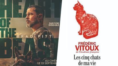 Le film Heart of the Beast avec Brad Pitt / Le livre Les Cinq Chats de ma vie de Frédéric Vitoux.