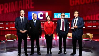 Raphaël Glucksmann, Emmanuel Maurel, Ségolène Royal, Olivier Faure et Jérôme Guedj.