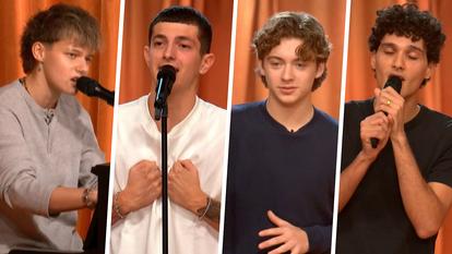 Maud, Morgan, Félix et Khalil lors des premières évaluations de la saison 14 de « Star Academy ».