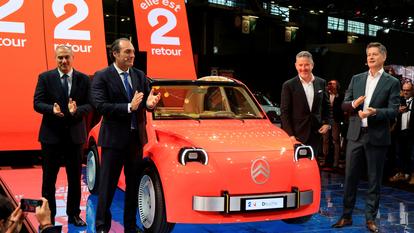 Présentation du concept de la Citroën 2CV à la 91e édition du Mondial de l’Auto à Paris le 12 octobre, 2026.
