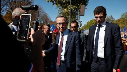 Bruno Retailleau, candidat à la présidentielle et Jonas Haddad, porte-parole adjoint de sa campagne.