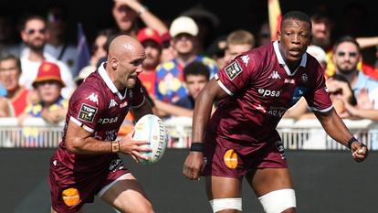 Maxime Lucu et Cameron Woki lors du match de l’UBB à Perpignan.