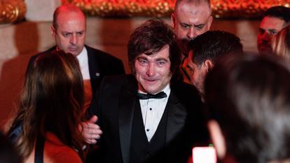 Le président argentin Javier Milei réagit lors du Gala de l’héritage hispanique à Washington, DC, aux États-Unis, le 14 octobre 2026.