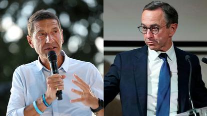 Le maire de Cannes, David Lisnard, et le patron LR, Bruno Retailleau - tous deux candidats à l’élection présidentielle.