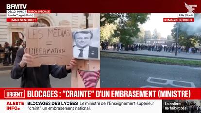 BFMTV, la chaîne devenue cible privilégiée des manifestants.