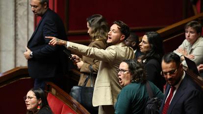 Les députés Insoumis, mardi 23 octobre, lors de la séance de questions au gouvernement.