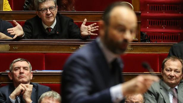 Jean-Luc Mélenchon et Edouard Philippe à l'Assemblée, le 3 mars