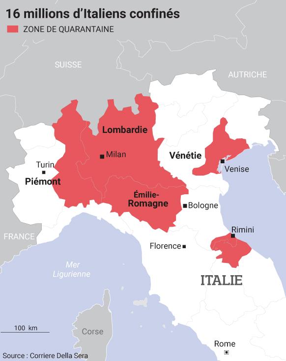 Coronavirus L Italie Place En Quarantaine Une Partie Du Nord Et Ferme Tous Les Cinemas