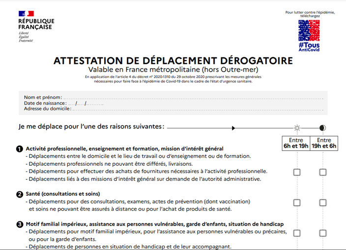 covid 19 voici l attestation de deplacement qui s applique desormais a toute la france