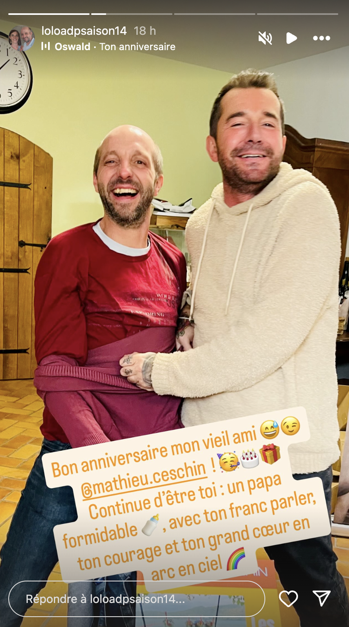 Laurent (L'amour est dans le pré) très ami avec Mathieu : il lui fait une tendre  déclaration pour ses 50 ans
