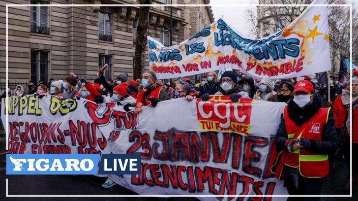 Entre l'Assemblée nationale et le Medef, manifestation à Paris contre les licenciements