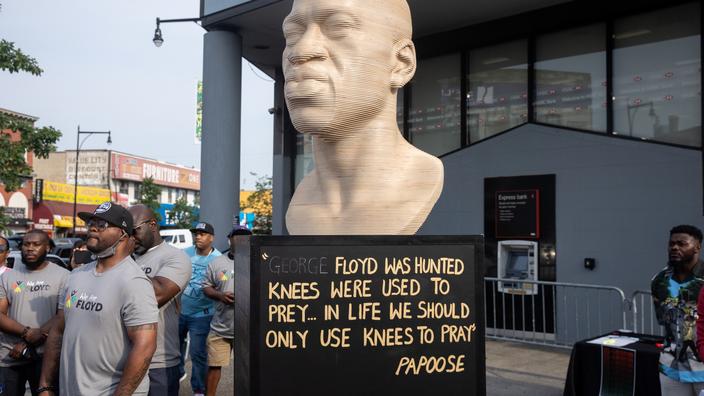 the statue of George Floyd tagged, a small right-wing group suspected