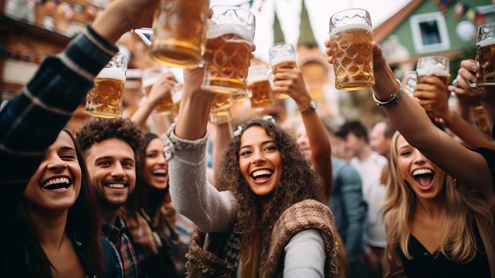 Chope à Bière Officielle Oktoberfest 2024 TROIKA - 1 Litre En Faïence Multicolore - Souvenir Authentique