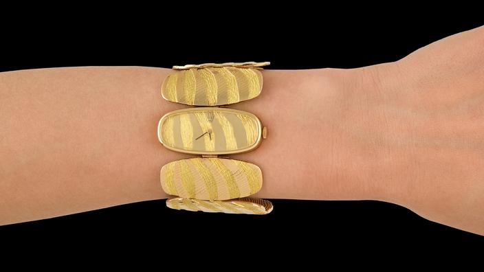 Montre en or jaune, vers 1970, dessin de Jacques Lenfant pour Rolex