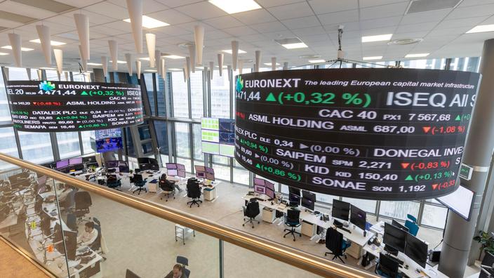 La salle des marchés d'Euronext, l'opérateur de la Bourse de Paris.