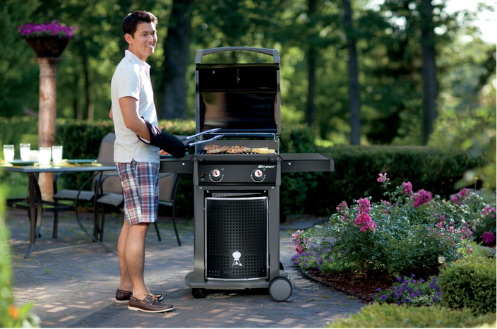 Broche Rotative Pour Barbecue à Gaz Weber Spirit – Ø 47/57 Cm, Moteur 4W, Inox Chromé