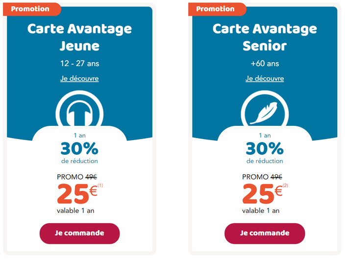 SNCF le prix des cartes de réduction «Avantage» divisé par deux