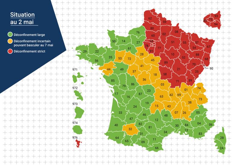 La carte provisoire du déconfinement