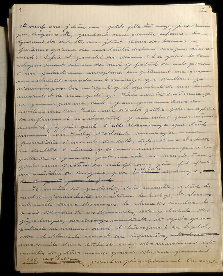 La première page du manuscrit «Les Inséparables».