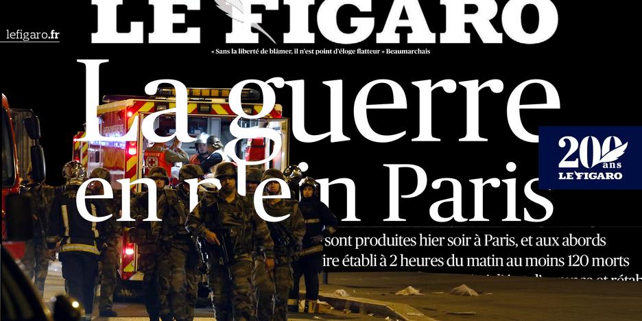 Le Figaro du 14 novembre 2015 : la «guerre en plein Paris»