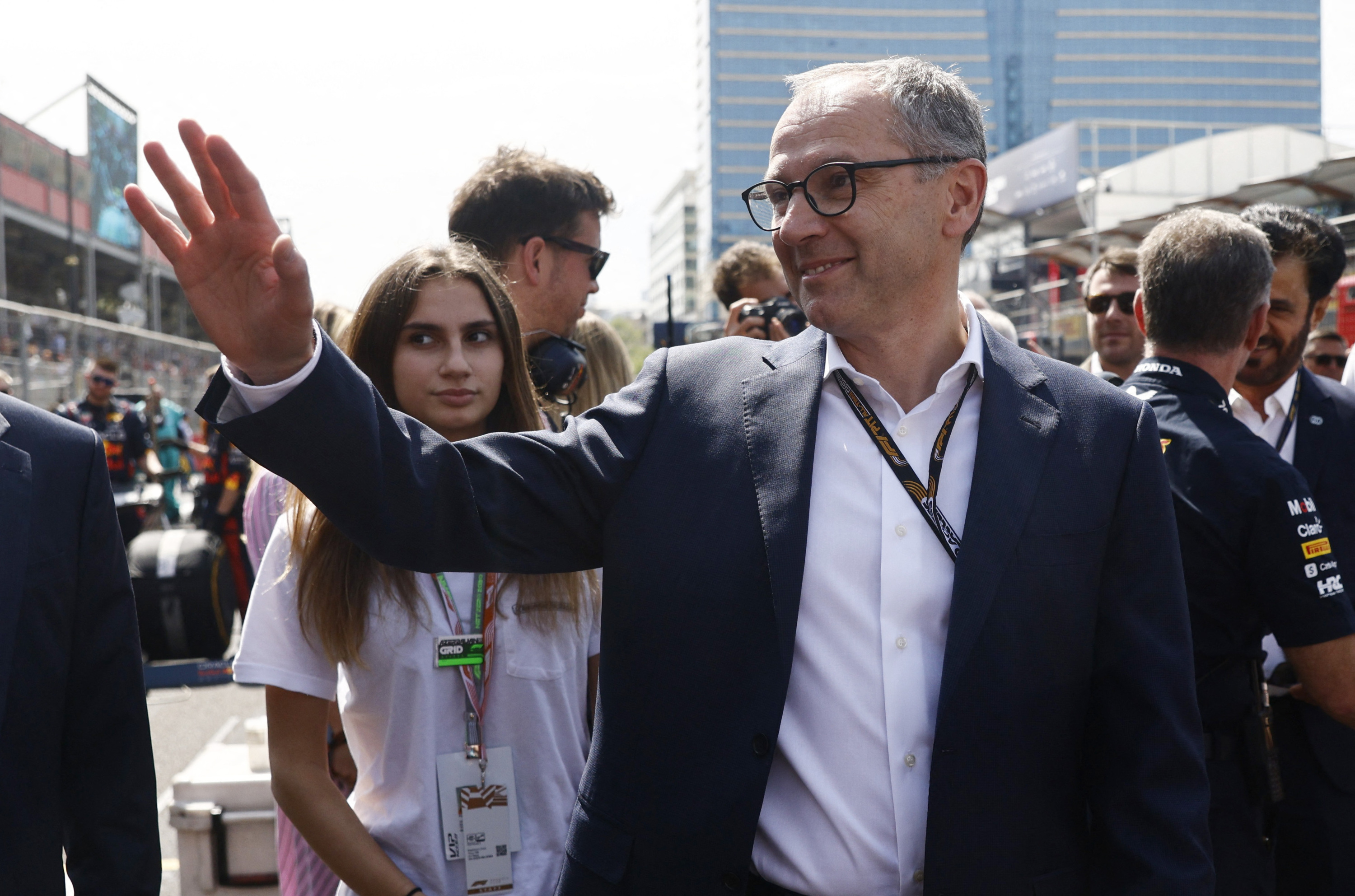 Stefano Domenicali, PDG de la F1, sur la grille du Grand Prix d'Azerbaïdjan à Bakou.