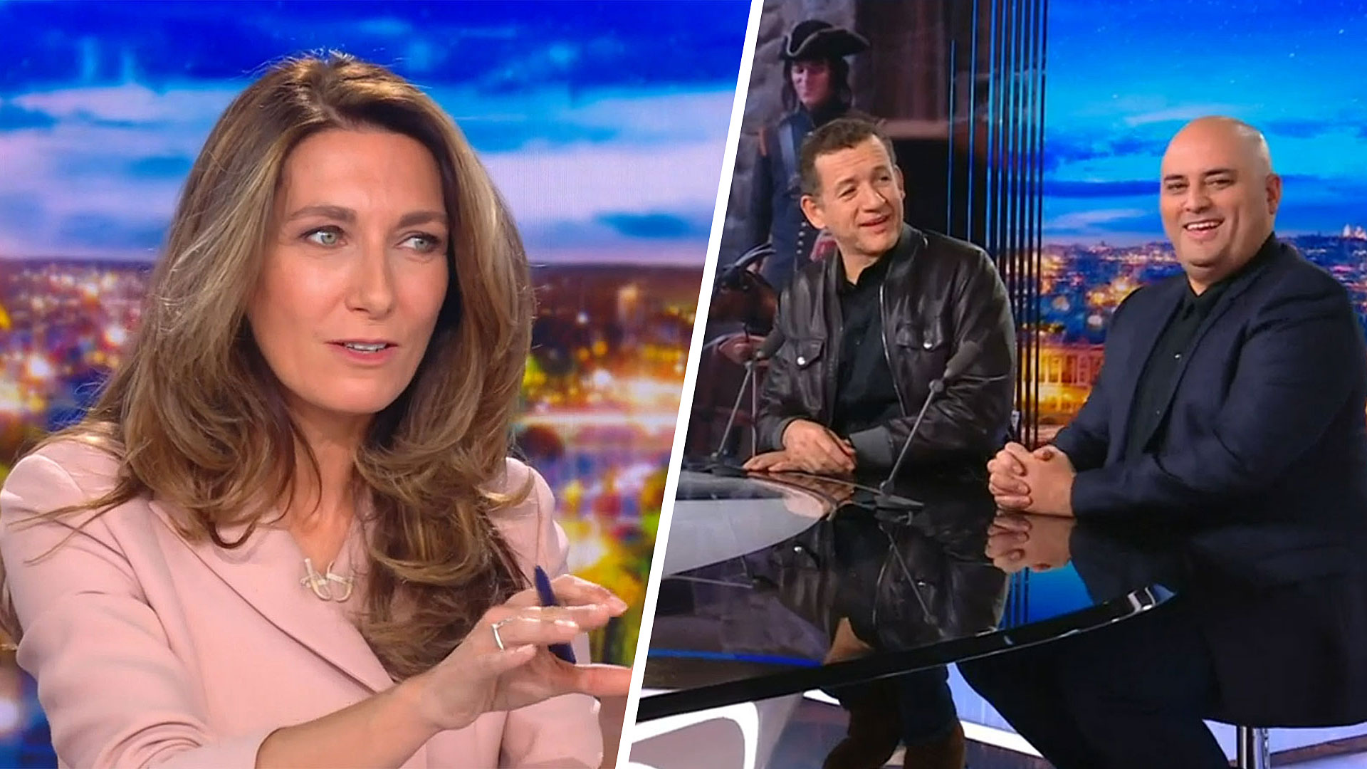 Taisez-vous : Anne-Claire Coudray recadre Dany Boon et Jérôme Commandeur dissipés pendant le JT de TF1
