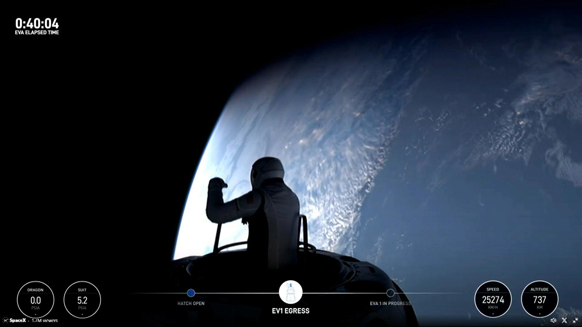 SpaceX: retrouvez en intégralité les images spectaculaires de la première sortie spatiale privée de l’Histoire