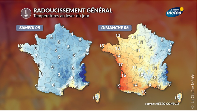 La météo de ce week-end : un dimanche pluvieux mais des températures douces