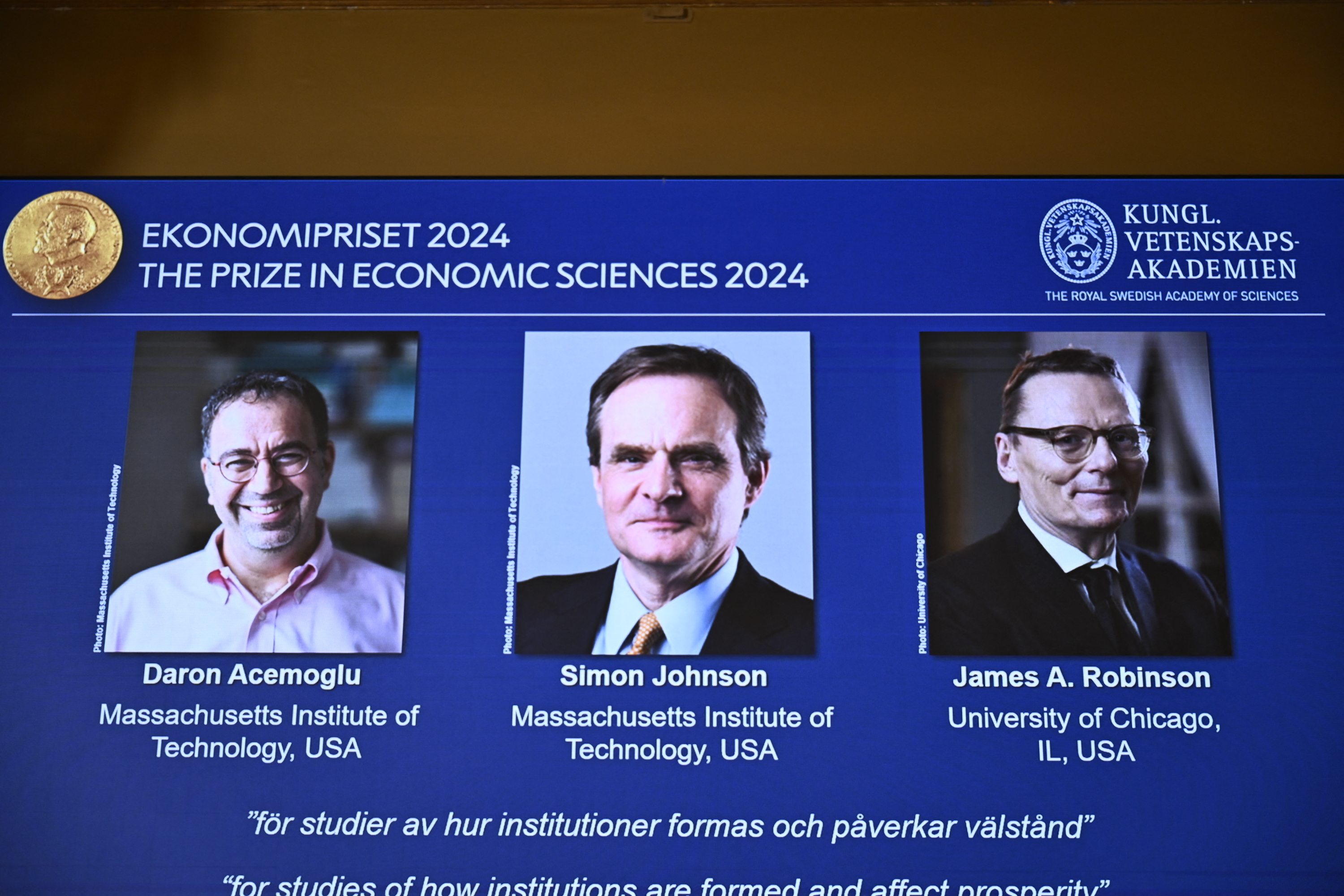 Le prix Nobel d’économie décerné à Daron Acemoglu, Simon Johnson et James A. Robinson