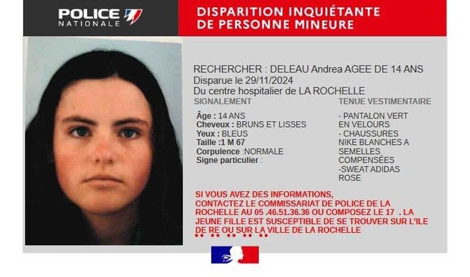 La Rochelle : disparition d’une adolescente de 14 ans, des recherches lancées sur l’île de Ré