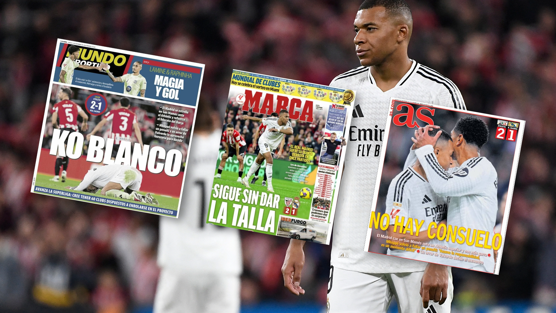 «KO Blanco», «Pas à la hauteur» : La presse espagnole en colère contre Kylian Mbappé