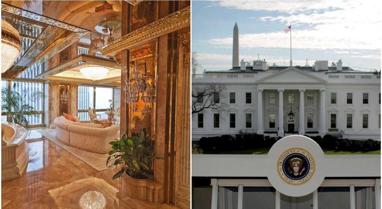 À gauche: le penthouse new-yorkais de Donald Trump, à droite: la Maison-Blanche. Donal Trump va prendre possession de sa nouvelle maison dans l’après-midi.
