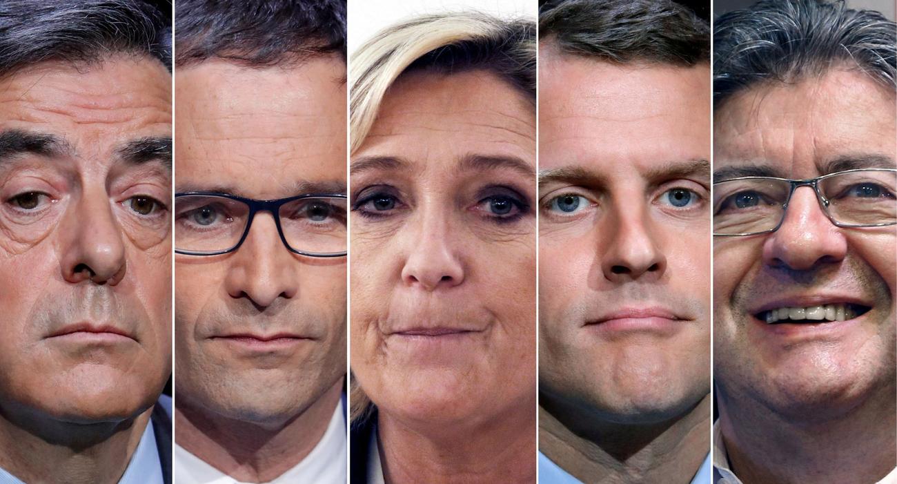 François Fillon, Benoît Hamon, Marine Le Pen, Emmanuel Macron, Jean-Luc Mélenchon