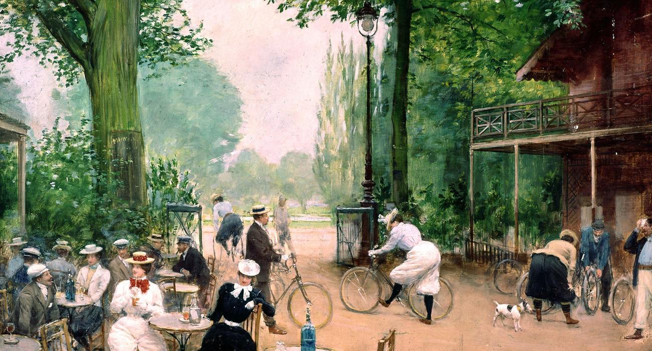 Le chalet du cycle au Bois de Boulogne, tableau de Jean Beraud, vers 1900.