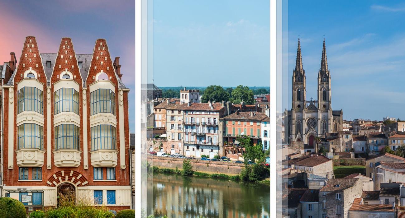 Notre trio de tête pour le critère immobilier <i>(de gauche à droite)</i>: Saint-Quentin, Montauban et Niort mêlent une offre large et des prix abordables.