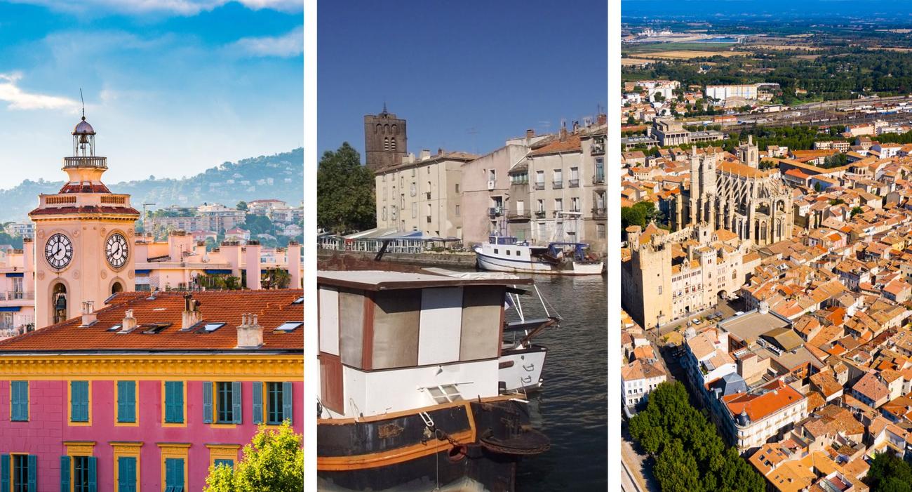De gauche à droite: Nice, Agde et Narbonne.