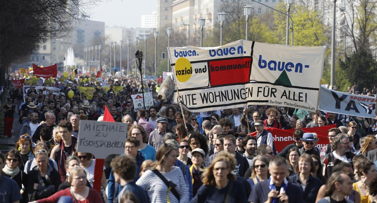 Les Berlinois sont excédés contre l’envolée des loyers et manifestent fréquemment (ici en avril 2019) contre la spéculation immobilière