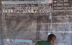 Au Ghana, faute d’ordinateur, un prof dessine l’interface Word sur son tableau
