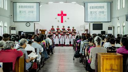 Messe chrétienne en chinois dans l’église publique et reconnue par le gouvernement à Sanya, dans le district de Hongsha, dans le Hainan.