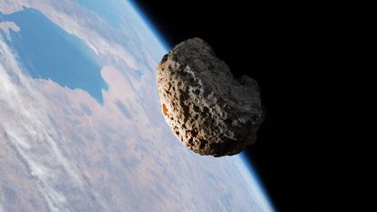 Vue d’artiste d’un astéroïde à proximité de la Terre.