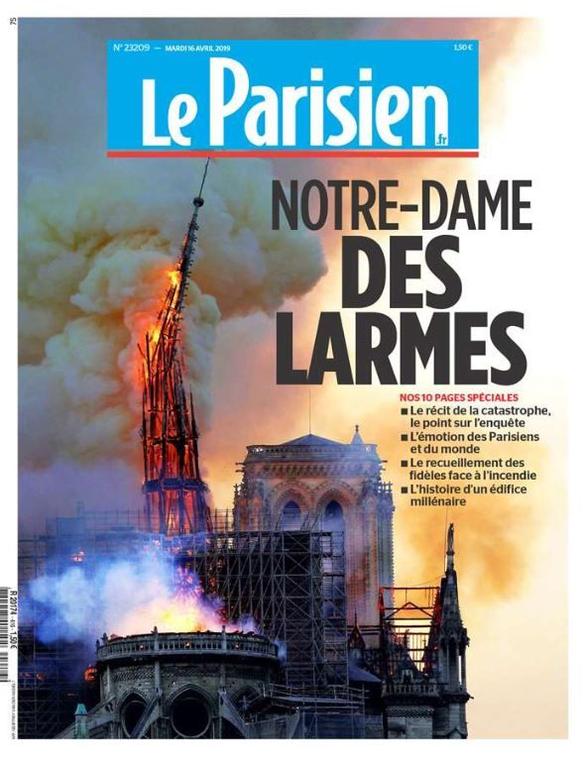 Incendie de Notre-Dame de Paris : les unes du désastre