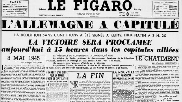 8 Mai 1945: La Capitulation De L’Allemagne à La Une Du Figaro