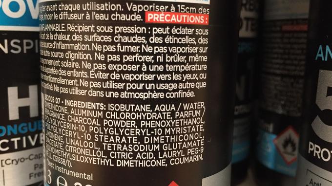 L’ingrédient «Aluminium chlorohydrate» est indiqué: aucun doute, ce déodorant contient de l’aluminium. 