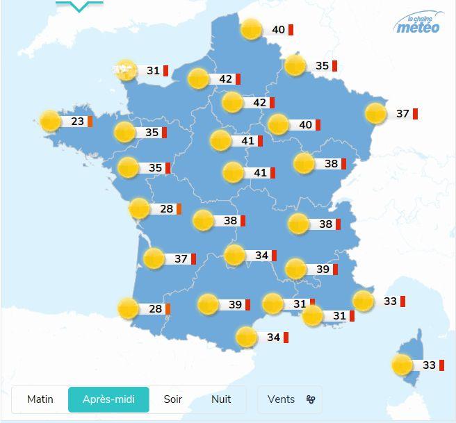 Les tempÃ©ratures avoisineront 40Â°C mercredi aprÃ¨s-midi.