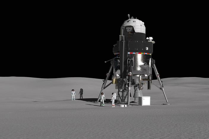 Opinión del artista del Proyecto Módulo Alersing Allering de Lockheed, que podría usarse para el programa Artemis de la NASA, devolver a los astronautas a nuestro satélite.