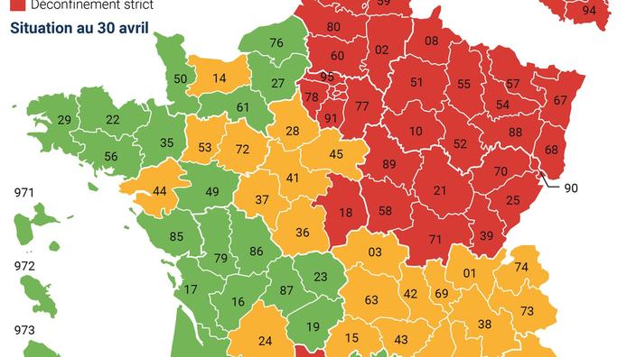 la carte de france avec ses départements Carte du déconfinement: la France se réconcilie avec ses départements