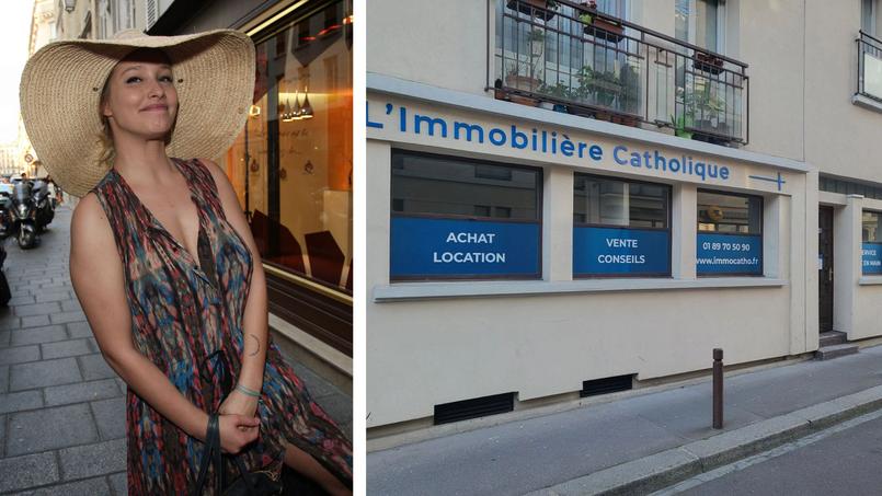 Photo d’archives de Lila Salet et vue de la vitrine de son agence immobilière.