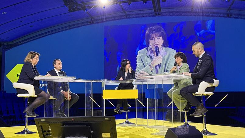 Aux côtés de l’animatrice Marie Drucker, la députée Annaïg Le Meur (Ensemble La République) (à gauche) a débattu avec le député François Jolivet (Horizons), de la sénatrice Dominique Estrosi-Sassone (LR) et du député Frédéric Falcon (RN) sur l’avenir du logement en France.